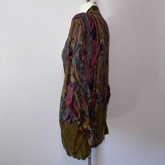 Vtg 90s Jila Boulder Colorado Colorful Art To Wear Lagenlook Jacket Rayon Large - Picture 4 of 6